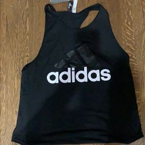 NWT Adidas Racerback tank with black on black logo